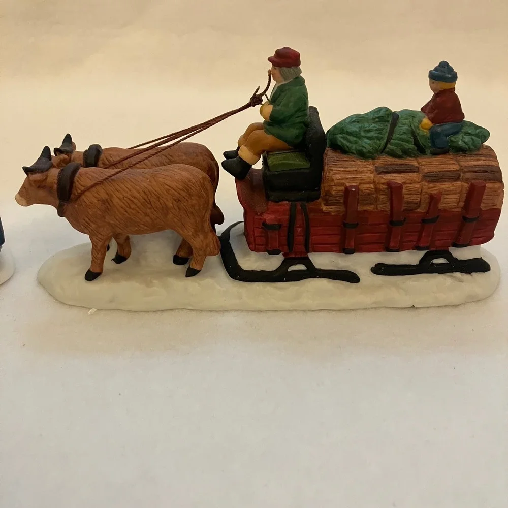Dept 56 Heritage Village Collection Knife‎ Grinder & Ox Sled Set 5649-9 5951-0